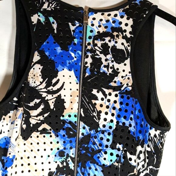 Marc New York Andrew Blue Racerback Bodycon Floral Eyelet Mini Dress Size 6 - Picture 3 of 11